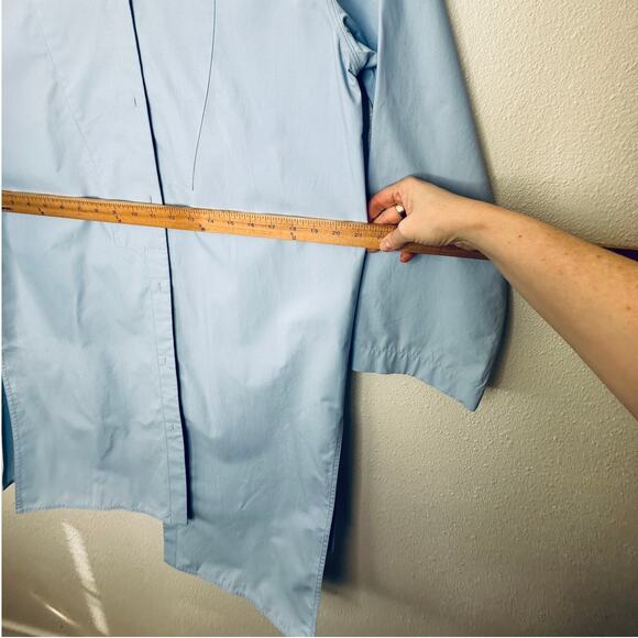 Loewe Light Blue Front Button Split Side Asymmetrical Hem Shirt Dress S - Picture 14 of 16